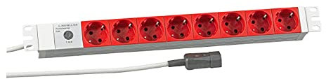 EFB Elektronik 691698K Steckdosenleiste, 2 m, 8 AC-Ausgänge, Rot, Weiß