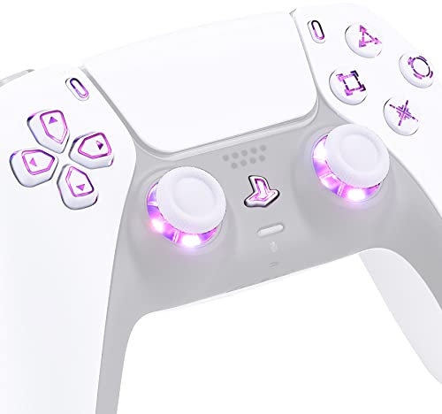 eXtremeRate 9 Modi 7 Farben DTF V3 LED Kit für ps5 Controller Ersatz Leuchttaste D-Pad Thumbsticks Share-/PS-Taste Richtungstasten LED Knöpfe Zubehör für ps5 Controller BDM-010&020-Symboltaste Weiß