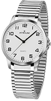Atrium Damen-Armbanduhr Analog Quarz mit Edelstahl Zugband Flexband Silberfarben A37-50