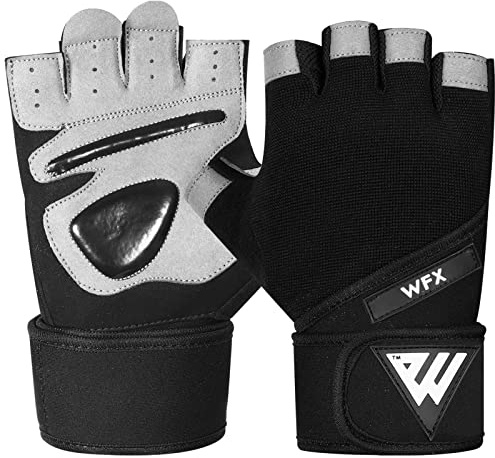 WFX Guanti da palestra per allenamento e sollevamento pesi, per uomo, donna, supporto per il polso, imbottitura extra grip per il palmo della mano, guanti da allenamento, ciclismo.