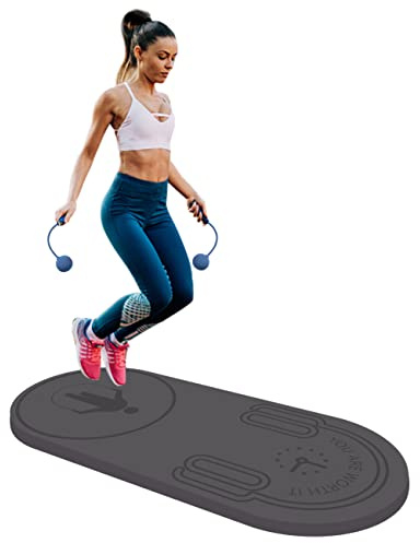 LaiEr hopprep matta, knäskydd slagabsorption hopprep matta fitness träningsmatta halkfri för hemmagym (grå, 140 cm x 62 cm x 20 mm)