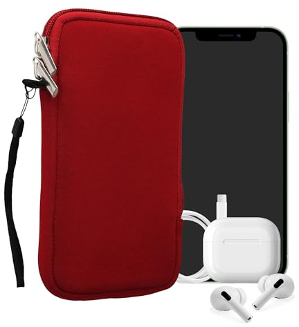 kwmobile Estuche de Neopreno Universal para Smartphone - Funda Protectora con Cremallera para XXL - 7 Rojo