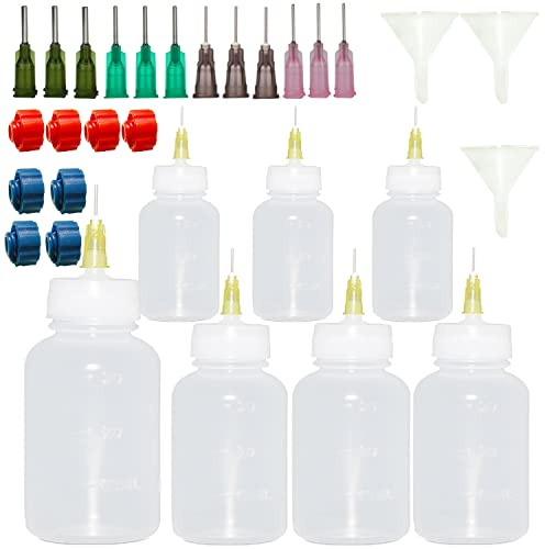 Juego de 30 botellas de pegamento con punta de aguja, botellas de plástico de 30 ml, 50 ml, 100 ml, aplicaciones de pegamento, manualidades de pintura y aceite.
