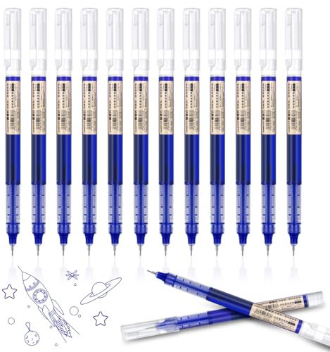 OFFCUP Gelschreiber 0.5mm, 12pcs Blau Gel-Tintenstifte, transparent japanischer Stil Gelschreiber, extra feine Spitze Blau Gel Kugelschreiber Schnell Trocknende Tinte