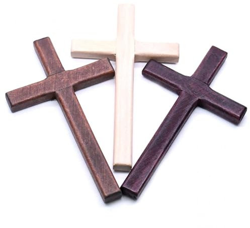 Generic 2pcs Christ Wooden Crosses Hand Carvings Religious Cross Christian Pray Crucifix Jesus for Men & Women Ornaments For Church, House Warming, Wedding (Wine Red)