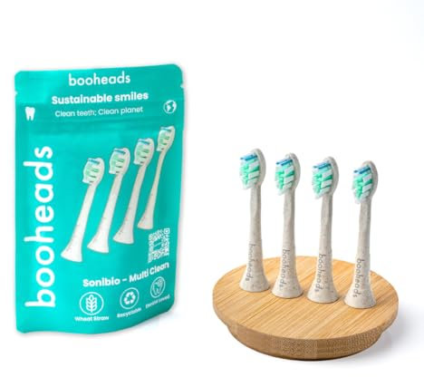 booheads Sonibio - Plant-Based Electric Toothbrush Heads - Sustainable BPA-Free Electric Toothbrush Heads Compatible with Sonicare* 4PK