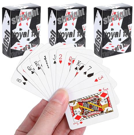 DSLSQD 3 Decks Spielkarten,Mini Pokerkarten,Kleine Spielkarten,Mini Kartenspiel,Doppelkopf Spielkarten,Miniatur Pokerkarten,Zauberkarten,für Kinder Erwachsene Familien Kartenspiel Karten Reisespiel