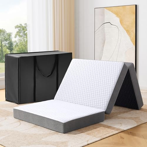 Autsel Matelas Pliable 120x200x15cm, Matelas d'invité Pliant en Mousse | en Mousse à Mémoire de Forme, avec Housse Lavable&Amovible, Respirante et Confortable, Camping Matela de Sol, pour Adultes
