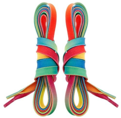 CORHAD 1 Paar Flache Bunte Mode-Sneaker-schnürsenkel, Regenbogen-Farbverlauf-schnürsenkel, Gewachste Skistiefel-schnürsenkel, Hockey-Skates-schnürsenkel Für Sport, 182 cm