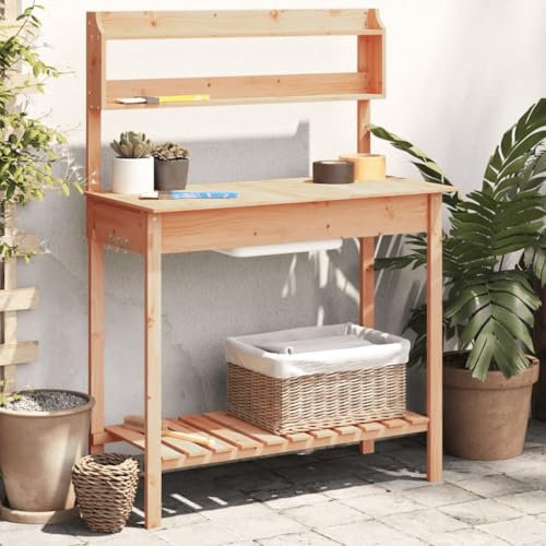 Hem & trädgård planteringsbord med handfat brunt 148 x 44 x 145 cm massivt trä möbler val