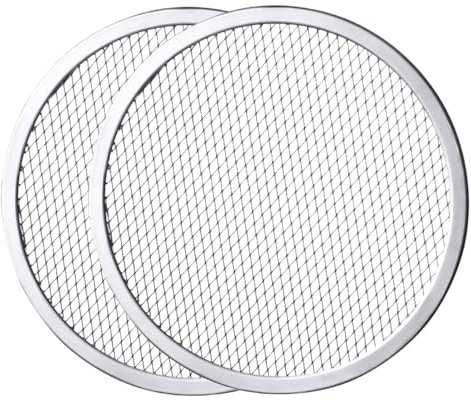 2 teglie per pizza da 33 cm per forno, teglie rotonde con fori, antiaderenti, lisce in lega di alluminio per uso alimentare, per casa e ristorante