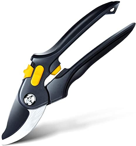 Sécateur de Jardin Professionnel, Lame SK5, 46 mm, Taille-Haies, sécateur Manuel, sécateur en Acier Inoxydable avec poignées en éponge et Protection de sécurité