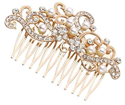 VINTORKY Peigne à Cheveux Et Pour Mariée Accessoire De Tête Délicat Ornement De Coiffure Doré Pour Mariage Et
