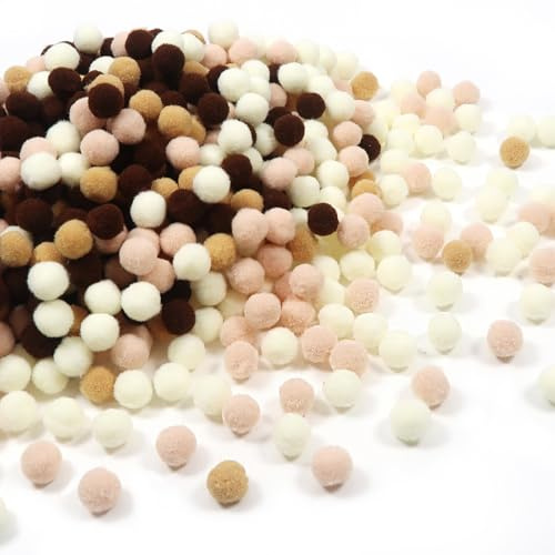 TOAOB 720 Stück Pompons zum Basteln 1 cm Kaffee Farbe Serie Pompom Flauschigen Pompons Bälle Plüsch set Bälle Kunst Bommel für Lustige DIY Kreative Handwerk
