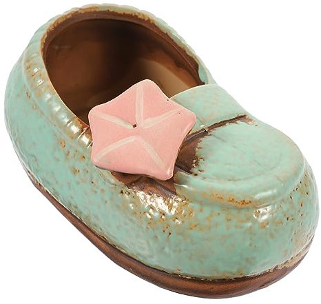 BESTonZON Boot Flower Planter Ceramic Desktop Garden Pot Cactus Planter Home Decor