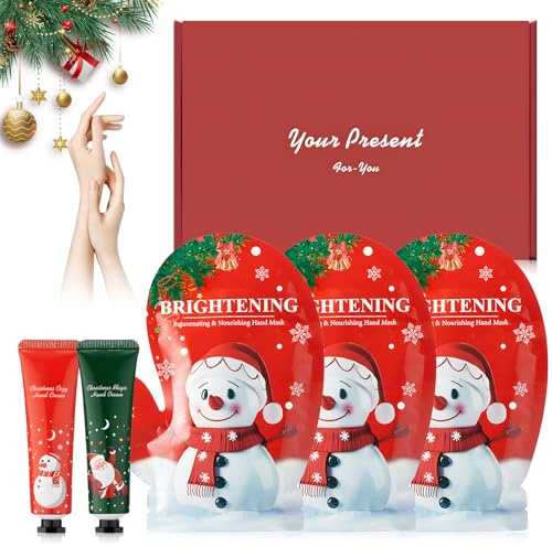 Hand Care Gift Set for Women, 2PCS Christmas Hand Cream+3PCS hand Mask Gloves, Gift Sets for Christmas, Nourishes and Moisturizes, Cares for Hands