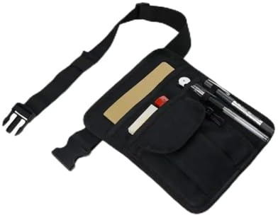 FUBESK Adjustable Waist Money Pouch Bag Waiters with 5 Pockets, Nylon, Black, Restaurant, Nursing, Security Gardening