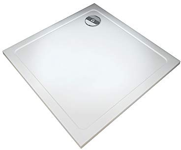 AICA Sanitaire Receveur de Douche en 90x90cm, Blanc, Marbre et Résine, Extraplat et Haut Débit, Installation Facile, Norme EN14527