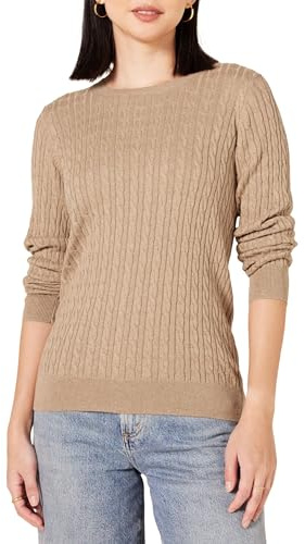 Amazon Essentials Pull Torsadé Léger À Col Rond Et Manches Longues (Disponible En Grande Taille) Femme