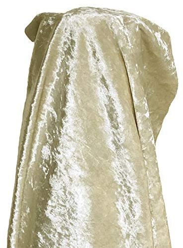 A-Express Premium Glitz mjukt krossat sammetstyg material gardiner kudde klädtillverkning klädsel 140 cm bred med baksida – 1 meter 100 cm x 140 cm elfenben