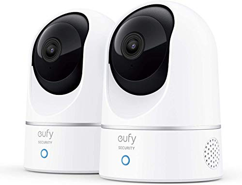 eufy Security Indoor Cam E220 2-Cam Kit, 2K Security Indoor Camera Pan & Tilt, Plug-in Camera with Wi-Fi, Human & Pet AI, Voice Assistant Compatibility, Motion Tracking, Homebase 3 Compatible