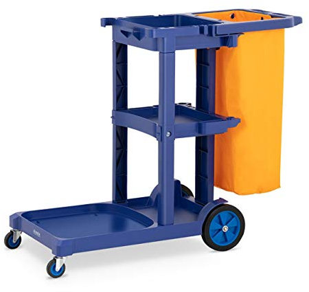 ulsonix Set Carro de Limpieza Industrial con Bolsa para Colada UNICLEAN 12 (Fabricado en plástico, 3 estantes, Ruedas Delanteras pivotantes 360°)