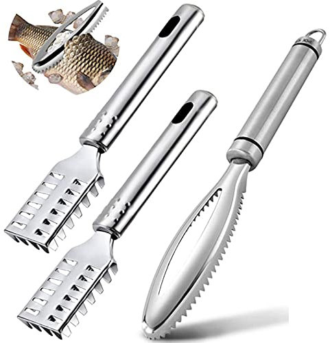 éCailles de Poisson en Acier Inoxydable Avec Enlever Les éCailles de Poisson Grattoir à éCailles de Poisson en Acier Inoxydable Avec Dents de Scie Ecailleur à Poissons Grattoir à Couteau à Poisson