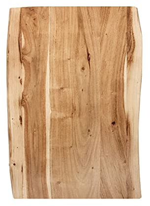 SAM Tischplatte 60x40 cm Tonia, Holzplatte Akazienholz massiv + naturfarben + lackiert, Baumkanten-Platte für Heimwerker, Arbeitsplatten, Tische & Fensterbretter