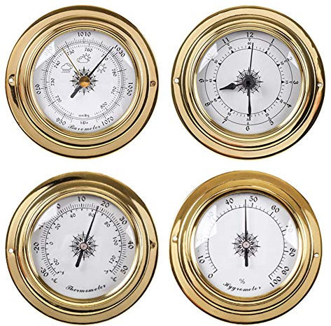 JINYISI Barometer, Thermometer, Hygrometer, Barometer für Zuhause, barometrisches Manometer, 4 Stück/Set, analoge Wetterstation