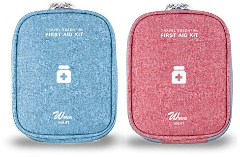 Reiseapotheke Tasche 2 Stück Medikamententasche Erste Hilfe Tasche Leer Mini Outdoor Wasserfest Notfalltasche klein Medizinische Notfalltasche für Home Office Reisen Outdoor (Hellblau + Hellrot)