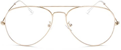 Blaulichtfilter Brille Metallgestell Ohne Stärke Brille Brillenfassung Klare Linse Brille Ohne Stärke mit Brillenetui Gold