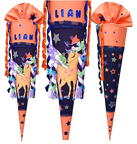 Einhorn Schultüte passend zum Pegasus Night Nuala Step by Step, für Mädchen, genäht, mit Name versehen