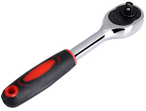 Ratschenschlüssel Mit 1/4 Zoll Antrieb, Umschaltknarre Knarre Rotary Ratsche Antrieb mit 24 Zähnen, Schnellverschluss Ratschen Steckschlüssel, Drehmomentschlüssel Mit Ratschengriff Und Weichem Griff