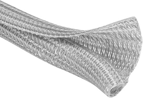 JOTO 26ft - 1/2 inch Cord Protector Wire Loom Tubing Cable Sleeve, Braided Cable Sleeve Split Sleeving Cord Management System for TV Computer Home Theater Office, Protect Pet From Chewing Cords –Grey