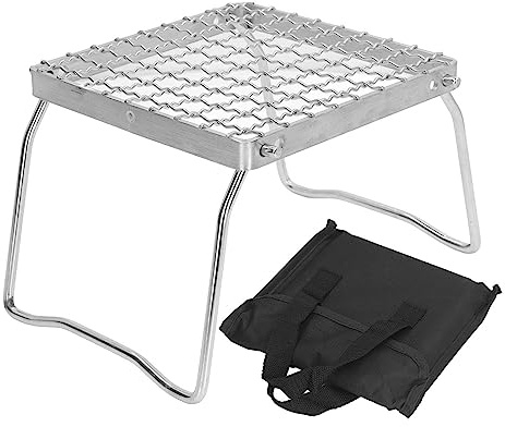 Topyond Camping Grill, Korean BBQ Grill,Portable Camp Grill Grate with Foldable Legs - 304 Stainless Steel, Ultralight Campfire Stand for Hiking, Picnic, and Outdoor Cooking