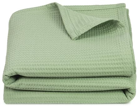 ZOLLNER Manta de 150 x 200 cm - 100% algodón - Color Verde, Resistente a Las Arrugas y Transpirable - Lavable hasta 60 °C - Calidad de Ropa de Hotel - con certificación Oeko Tex®