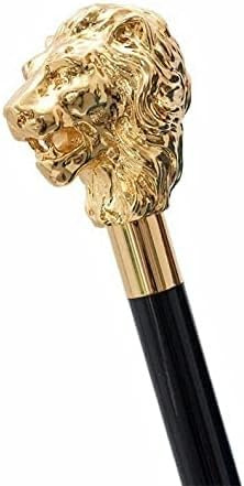 Canne de marche en bois, canne vintage avec poignée en laiton en forme de lion pour hommes et femmes, cannes de style victorien fantaisie pour mère et père