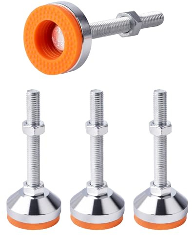 SPDYCESS 4 St Möbel Justerbara Fötter, M12×80mm×Ø50mm Tråd Heavy Duty Kolstål Utjämningsfotter Justerare Utjämnare Buffring Golvskydd Minska Oljud för Maskin Tabell Möbel