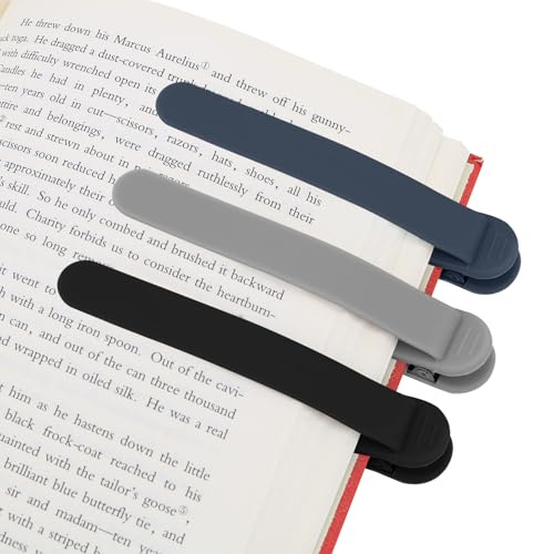 SMUK 3 Pieces Silicone Bookmark, Unique Automatic Bookmarks for Book Lovers Reading Women Men Teens Teachers, Book Mark Book Page Keeper Reading Gifts for Reading Lovers
