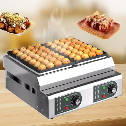 Macchina elettrica per takoyaki con controllo della temperatura, 2 piastre antiaderenti, deliziosi takoyaki giapponesi fatti in casa, ciambelle, cake pops, palline di polpo, facile da pulire