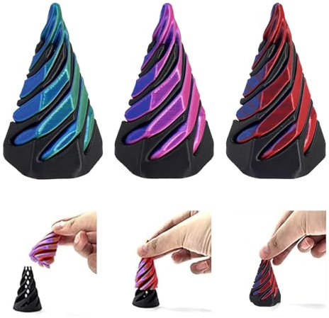 Landrain 3er Set Spiral Cone Anti-Stress Spielzeug, 3D Gedruckte Spirale Dekoration für Kinder & Erwachsene, Desktop Entspannungstoy
