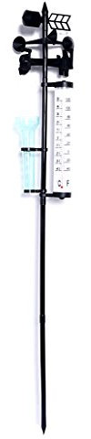 XFUYI Pluviomètre avec mesureur météorologique Girouette Pluviomètre Thermomètre pour Jardin Décoration extérieure Piquet Coque en Plastique
