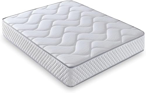 LUXIABED Madrass 200 x 200 fjädrar vändbar viskos vinter sommar äktenskap anti-kvalster, allergivänlig och andningsbar. Komfort + medelfasthet. Vit modell Genius höjd 26 cm