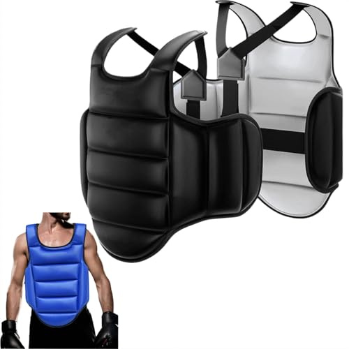 Boxing Body Protector Reversible,Kickboxing MMA Muay Thai Chest Guard, Adjustable Strike Protection Pad Martial Arts Upper Belly Ribs Protection Pad Abdominal Protector for Training