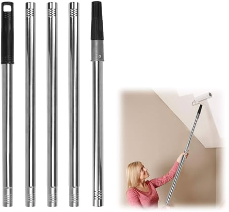 Aste Allungabili Per Rulli 2M/2.8M Asta Telescopica In Acciaio Inox, Estensore Per Pennelli Asta Di Prolunga Per Collegamento Per Spazzole A Rullo Spazzola Per La Pulizia Mocio (2m)