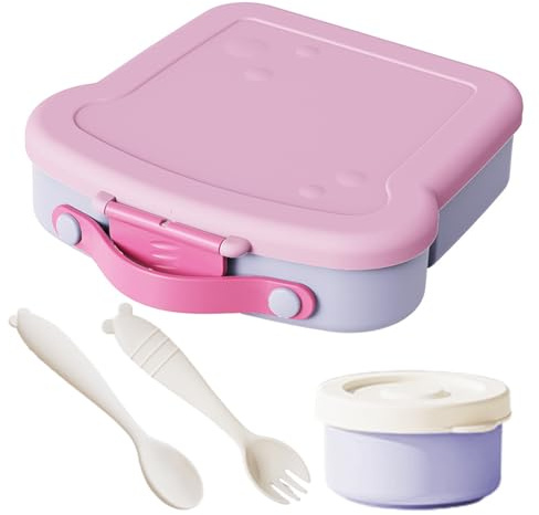 Ziyonix Fiambrera Para Niños, 900ml Fiambrera con Compartimentos para Niña y Niños, Bento Lunch Box Hermetico, Lunch Box Infantil para Almuerzos y Picoteo (Morado)