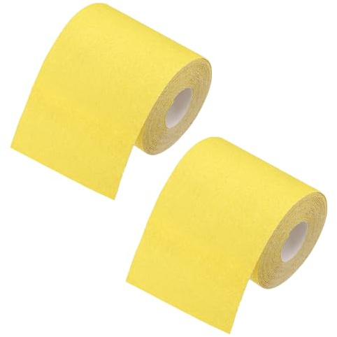 Riisoyu Lot de 2 Rouleau de Papier Abrasif, 93mm x 5m Papier de Verre Rectangulaire Grain 120 Papier a Poncer Toile Emeri Bande Abrasive pour le Bois, le Métal, la Peinture, le Plâtre