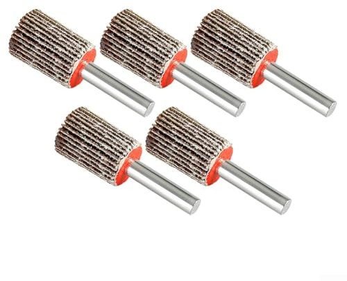 Bebykilemi Mole lamellari da 15 mm, grana 80, disco abrasivo montato su gambo in pollici per smerigliatura, sbavatura e finitura, compatibile con utensili elettrici e pneumatici, confezione da 5