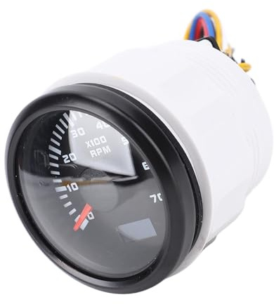 SALALIS 7000 RPM Justerbar Varvräknare med 7 Färgbakgrundsbelysning för Lastbil, Bil, Husbil, Båt, DC 9-32V RPM Mätare för Mångsidiga Motortyper (Black Dial Black Cover CX6229B)