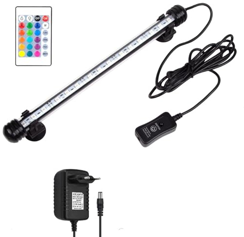 Lumière d’aquarium colorée, LED Éclairage d'aquarium, RGB Lampe Tube Aquarium Dimmable Submersible IP68 étanche pour Aquariophilie Fish Tank Lights Lampe d'aquarium (Coloré, 38cm)